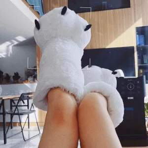 Cute Bear Claw Winter Slippers Bearpaw Slippers Indoor Shoes Fur Slides
