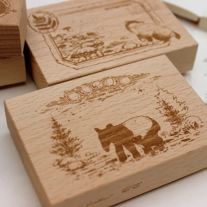 Cute Cartoon Animal Wooden Rubber Stamp