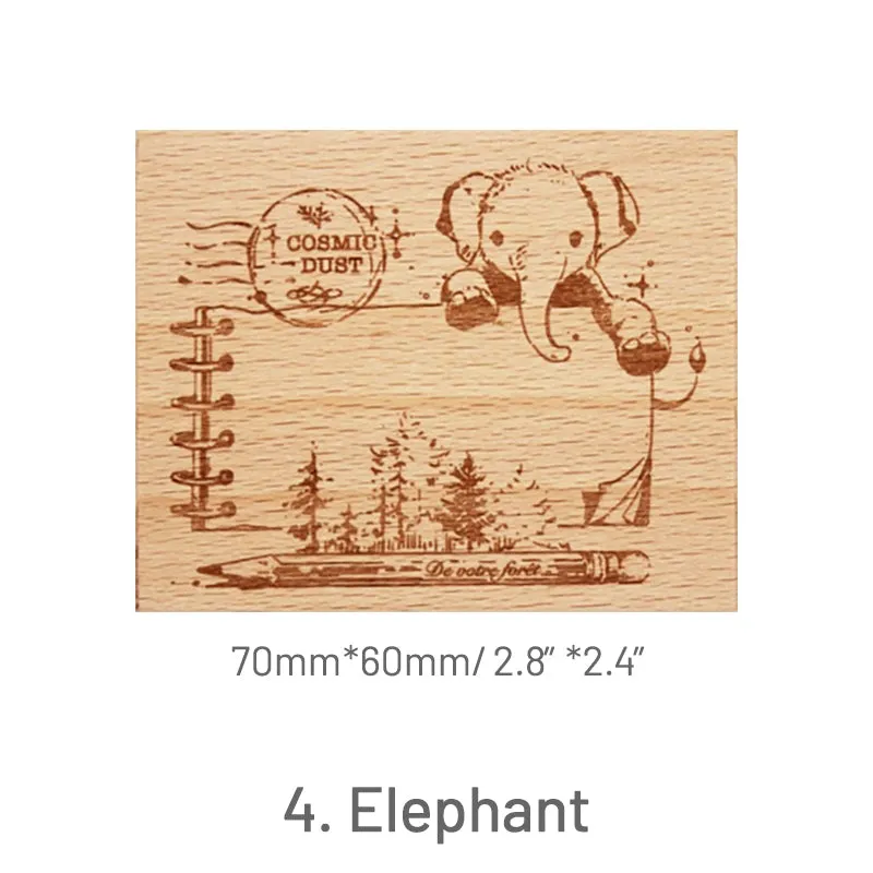Cute Cartoon Animal Wooden Rubber Stamp