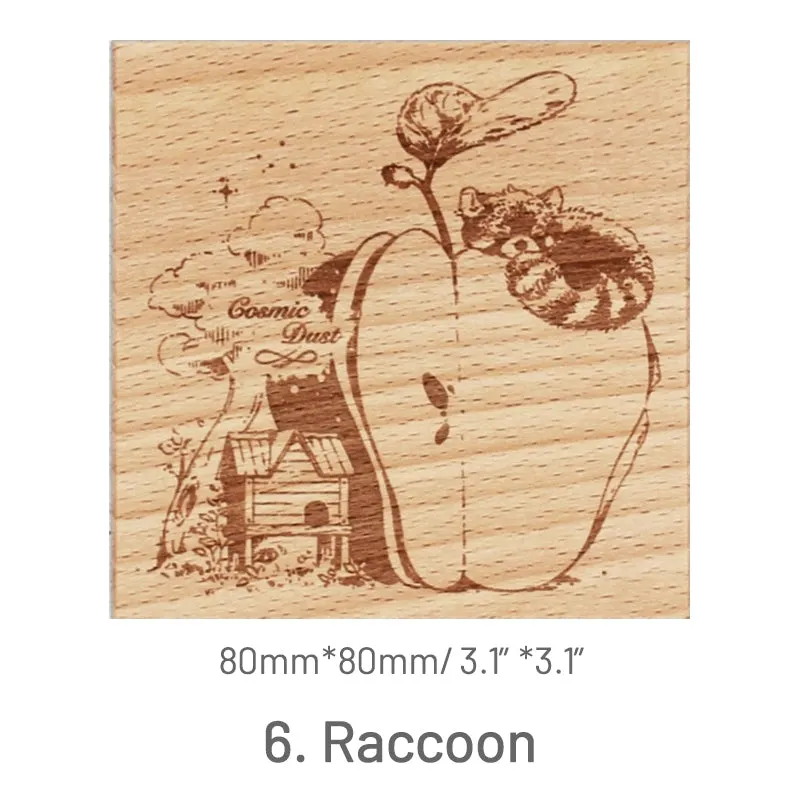 Cute Cartoon Animal Wooden Rubber Stamp