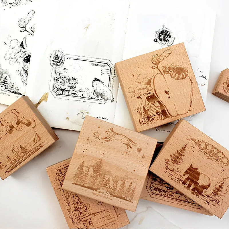 Cute Cartoon Animal Wooden Rubber Stamp
