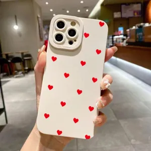 Cute Cartoon Red Love Heart Phone Case For iPhone 15 14 13 12 11 Pro Max XS XR X 7 8 Plus SE Soft Silicone Shockproof Cover