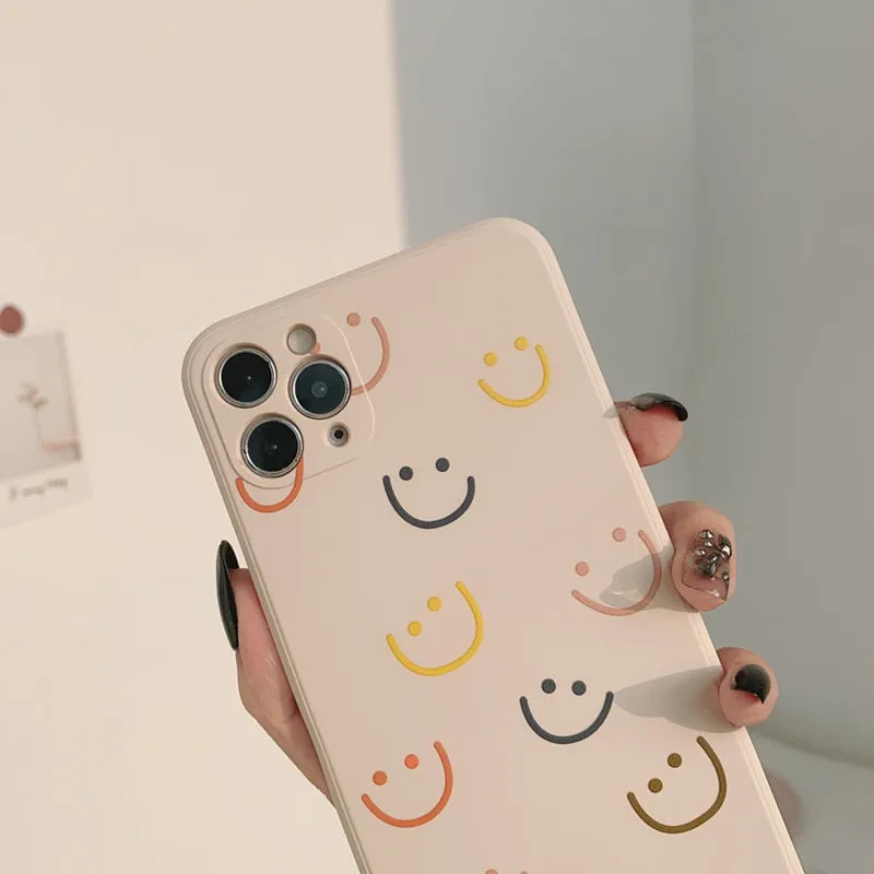 Cute Cartoon Smiley Beige iPhone Case