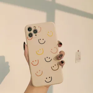 Cute Cartoon Smiley Beige iPhone Case