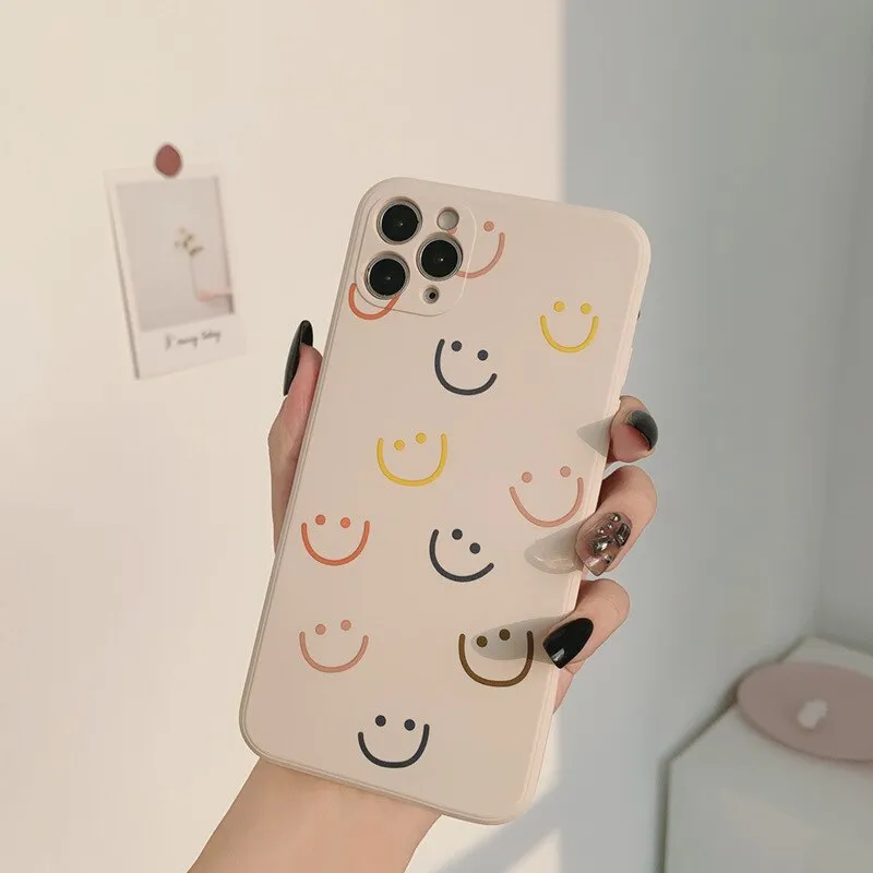 Cute Cartoon Smiley Beige iPhone Case