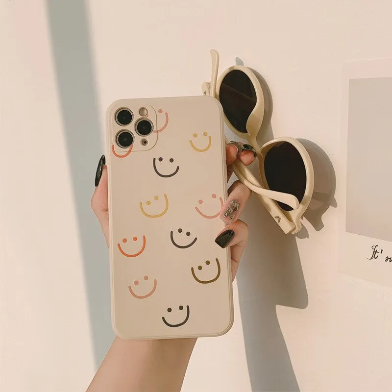 Cute Cartoon Smiley Beige iPhone Case