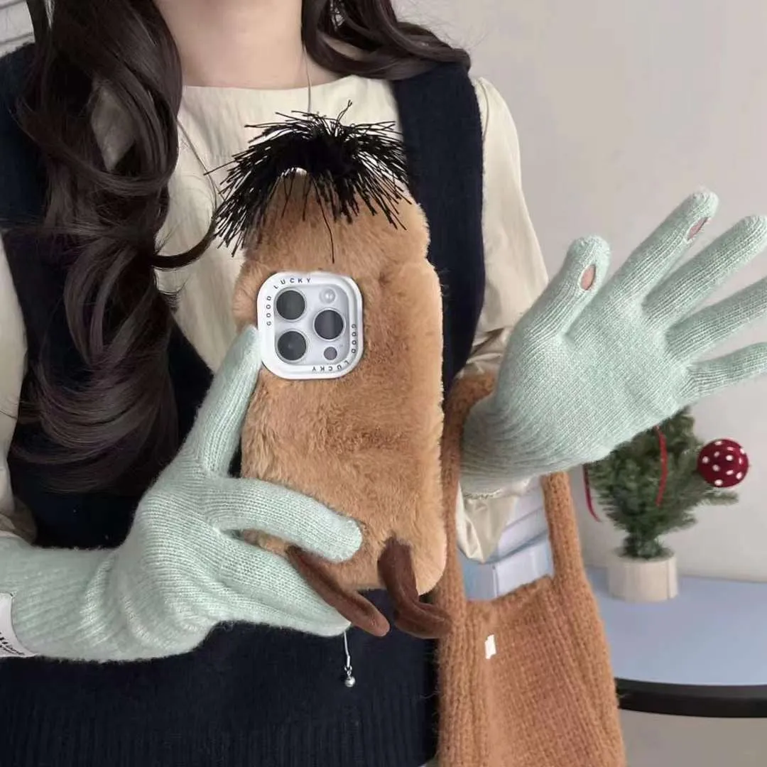 Cute Cartoon Warm Plush Designer iPhone Case