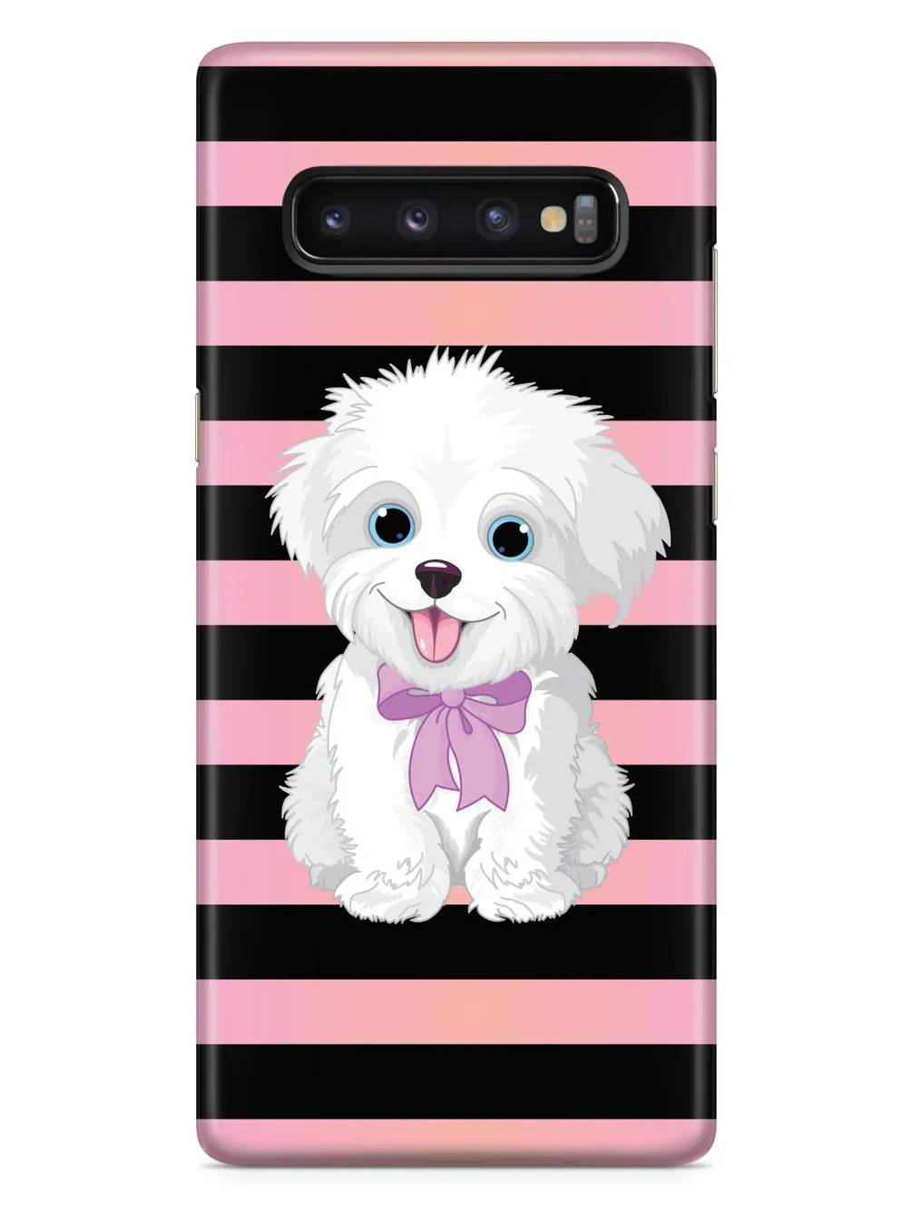 Cute Maltese Puppy Cartoon - Black Case