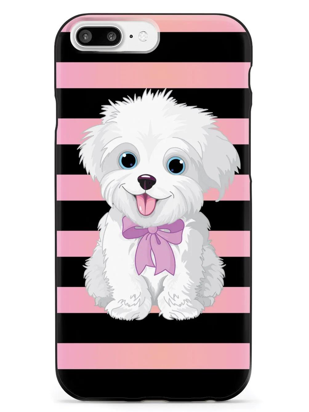 Cute Maltese Puppy Cartoon - Black Case