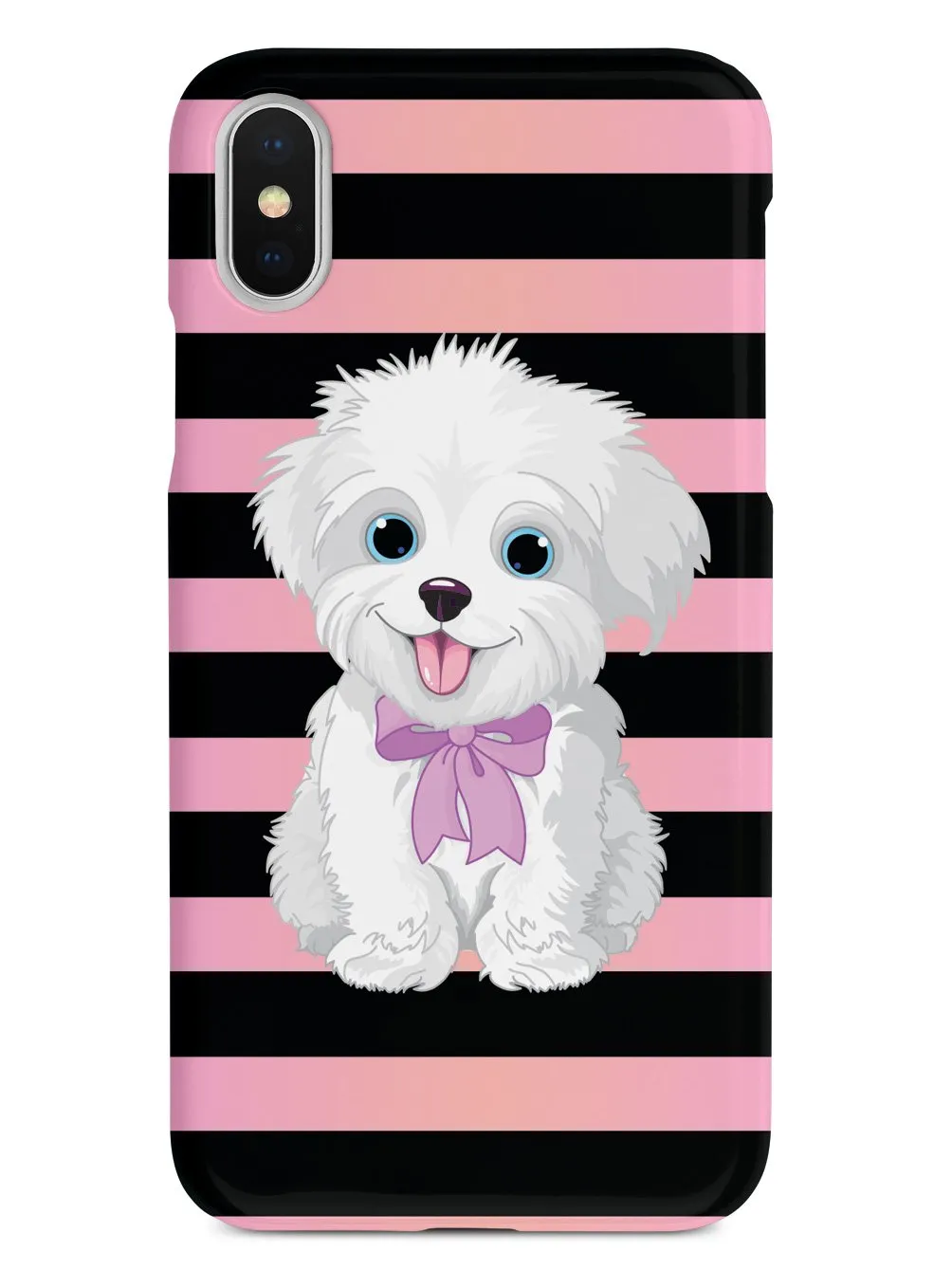 Cute Maltese Puppy Cartoon - Black Case