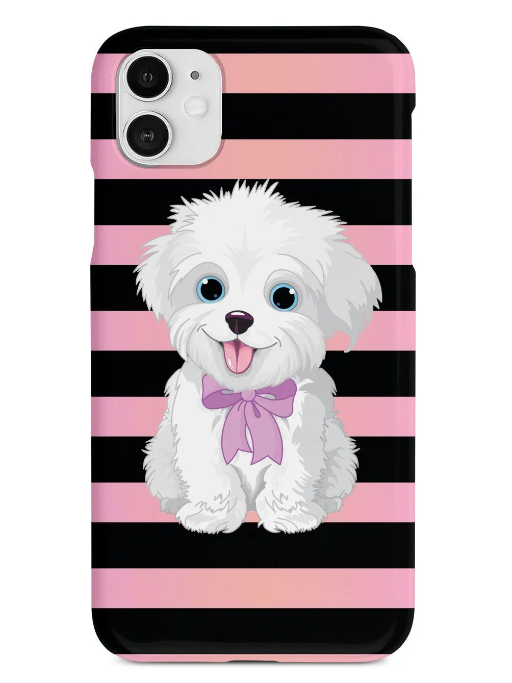 Cute Maltese Puppy Cartoon - Black Case