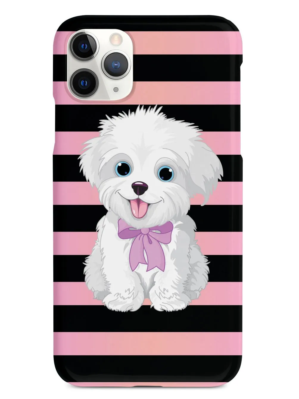 Cute Maltese Puppy Cartoon - Black Case