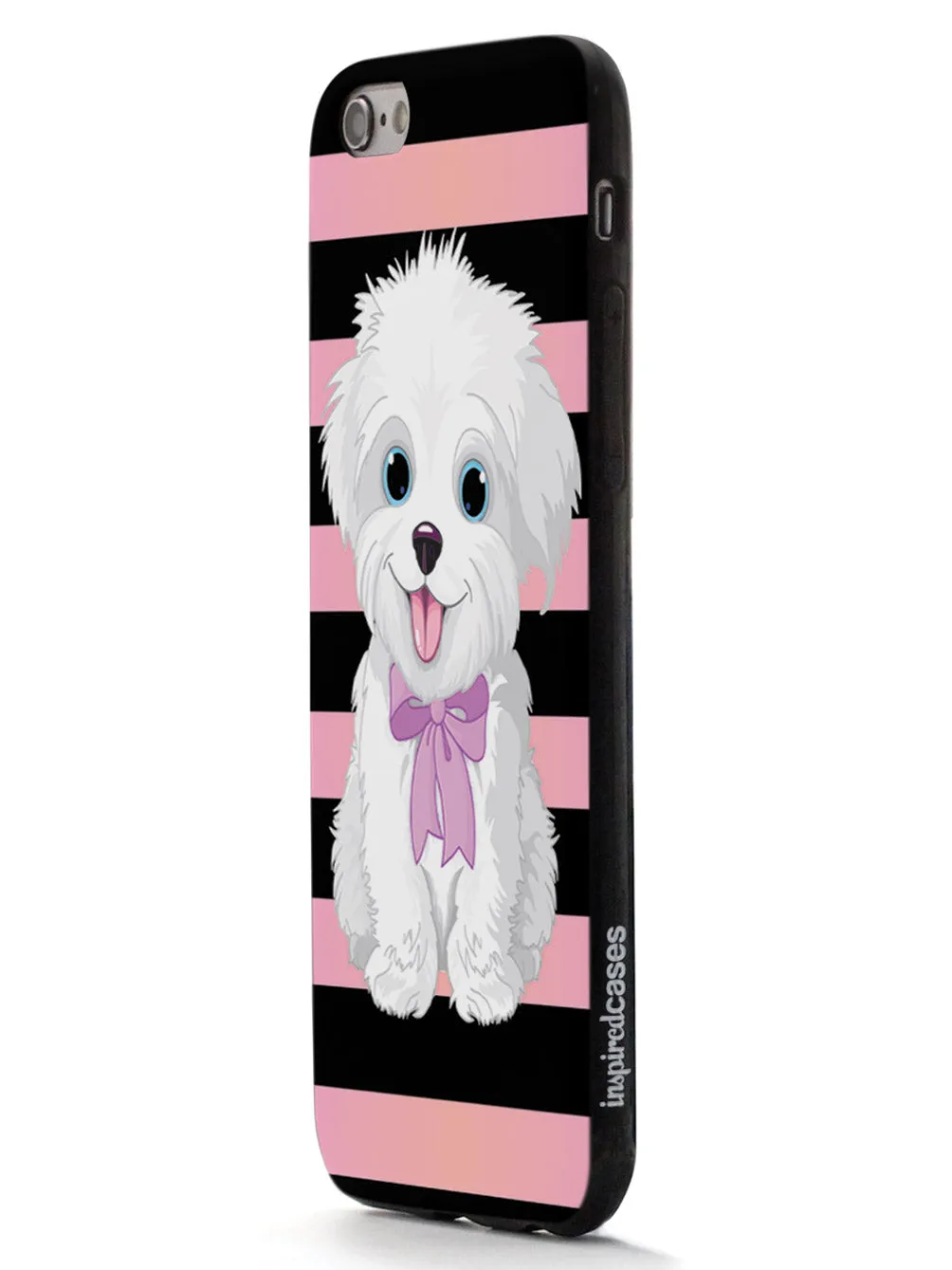 Cute Maltese Puppy Cartoon - Black Case