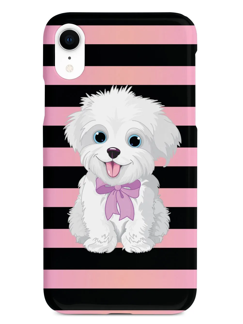 Cute Maltese Puppy Cartoon - Black Case