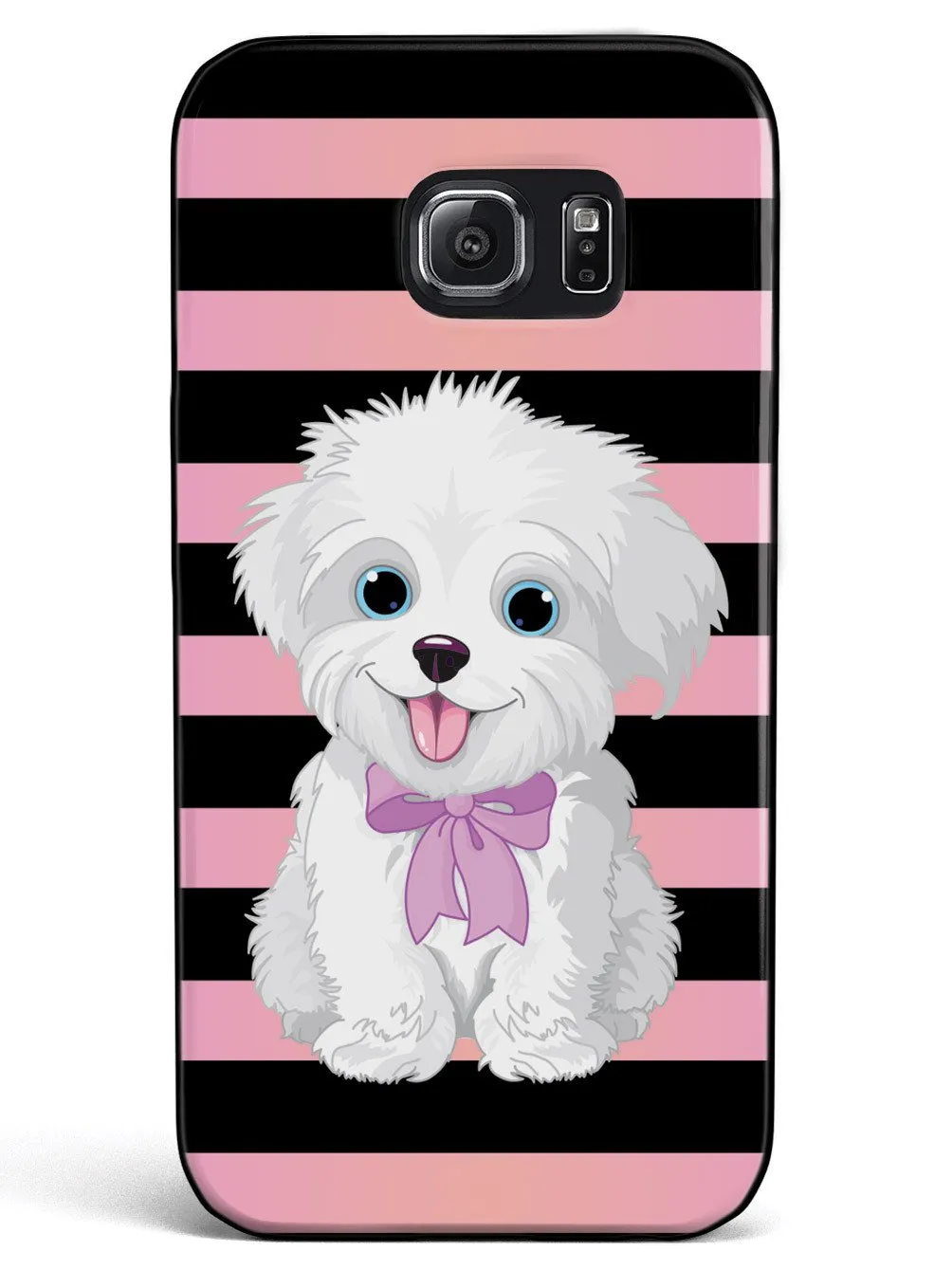 Cute Maltese Puppy Cartoon - Black Case