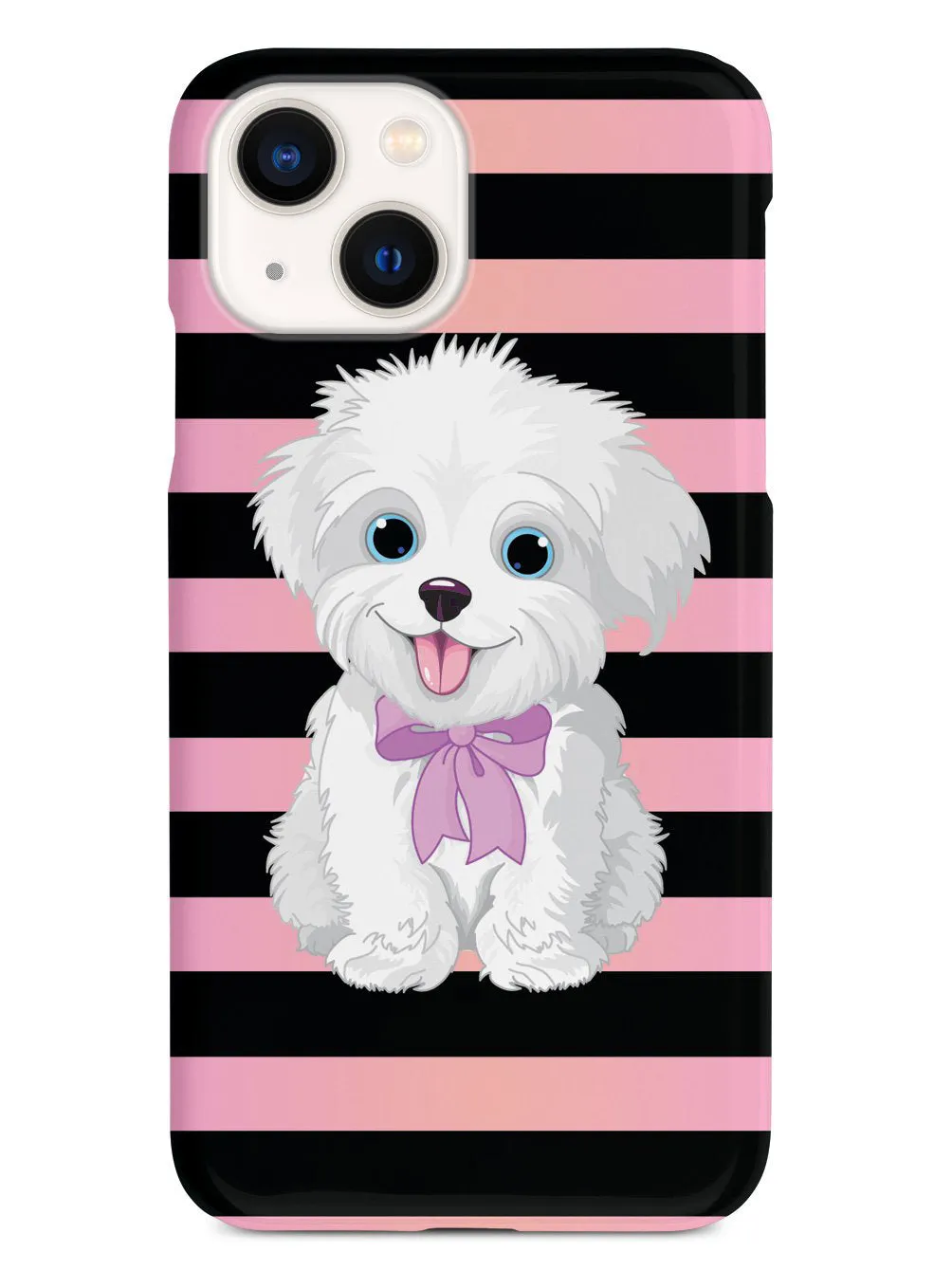 Cute Maltese Puppy Cartoon - Black Case