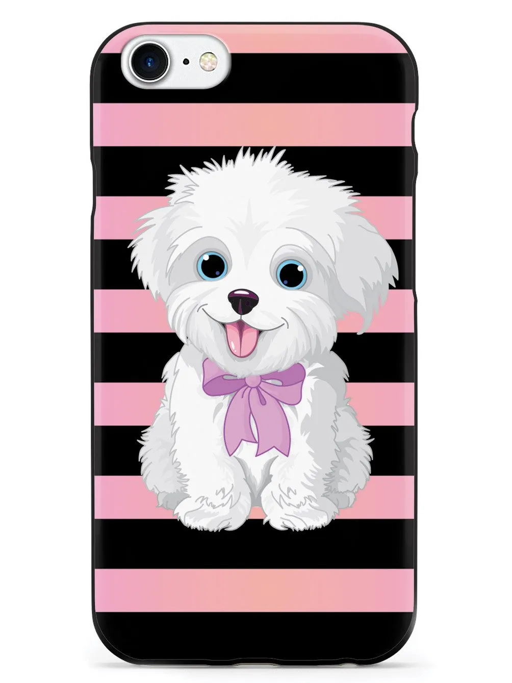 Cute Maltese Puppy Cartoon - Black Case