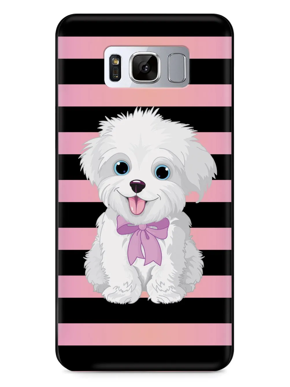 Cute Maltese Puppy Cartoon - Black Case