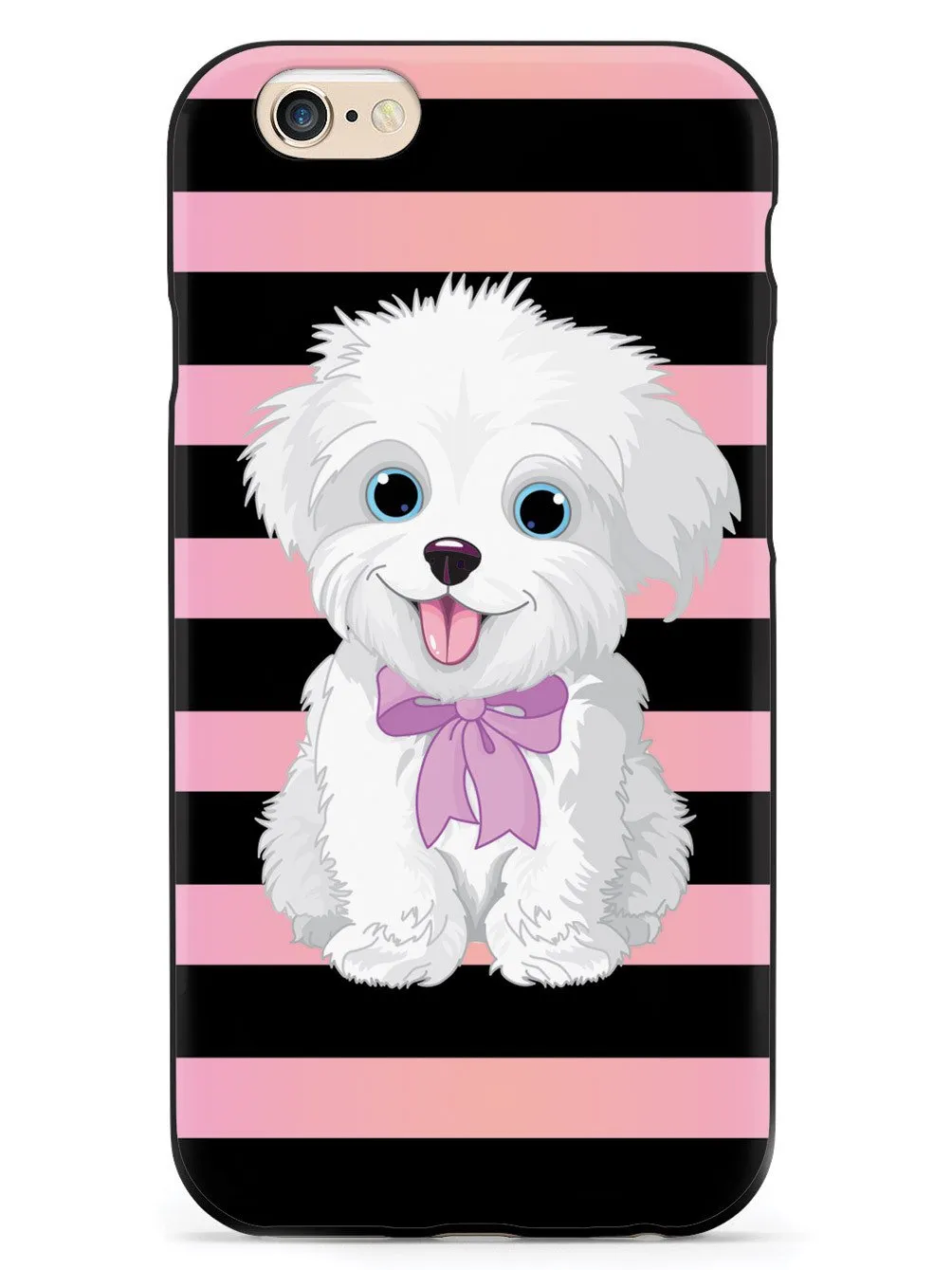 Cute Maltese Puppy Cartoon - Black Case