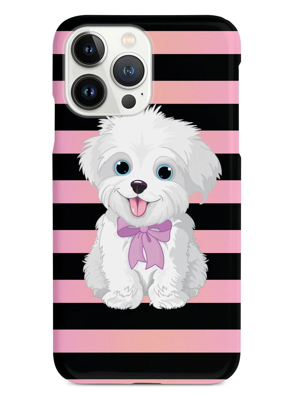 Cute Maltese Puppy Cartoon - Black Case