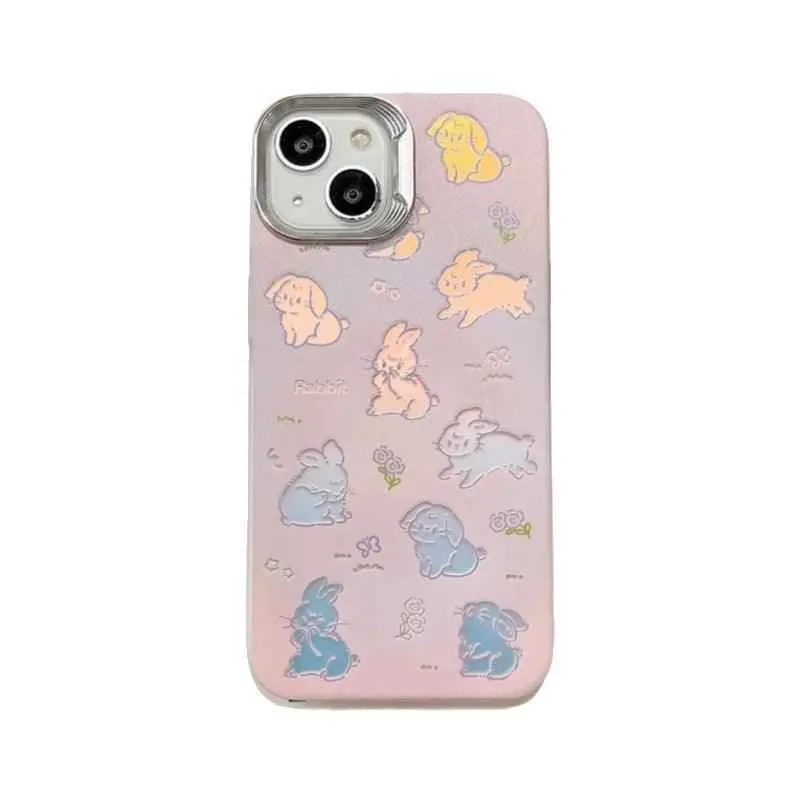 Cute Phone Cases For iPhone 11, 12, 13, 14, and 15 Pro Max - Hollowed Out Rabbit - Pink Laser Cover - TSP269