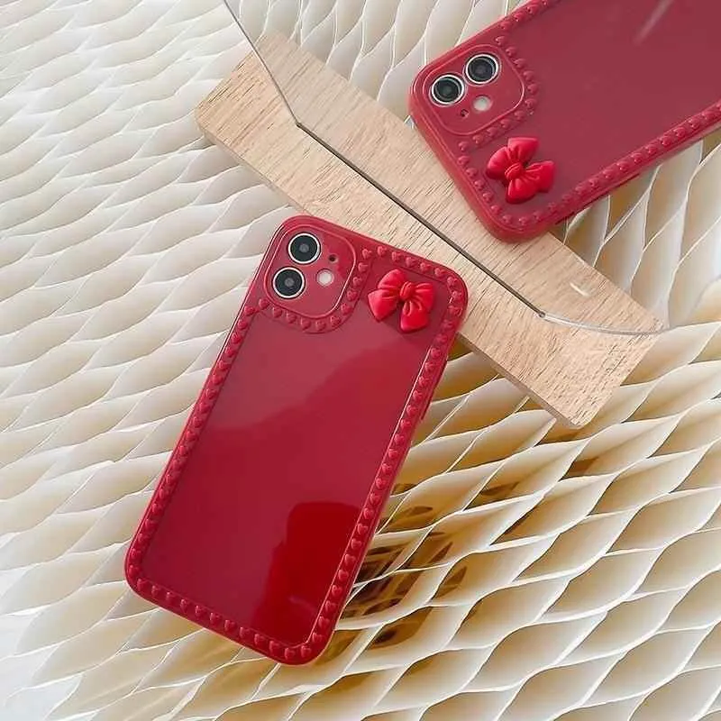 Cute Phone Cases For iPhone 12 11 Pro Max X XR XS Max 6 6s 7 8 Plus SE Red Bow