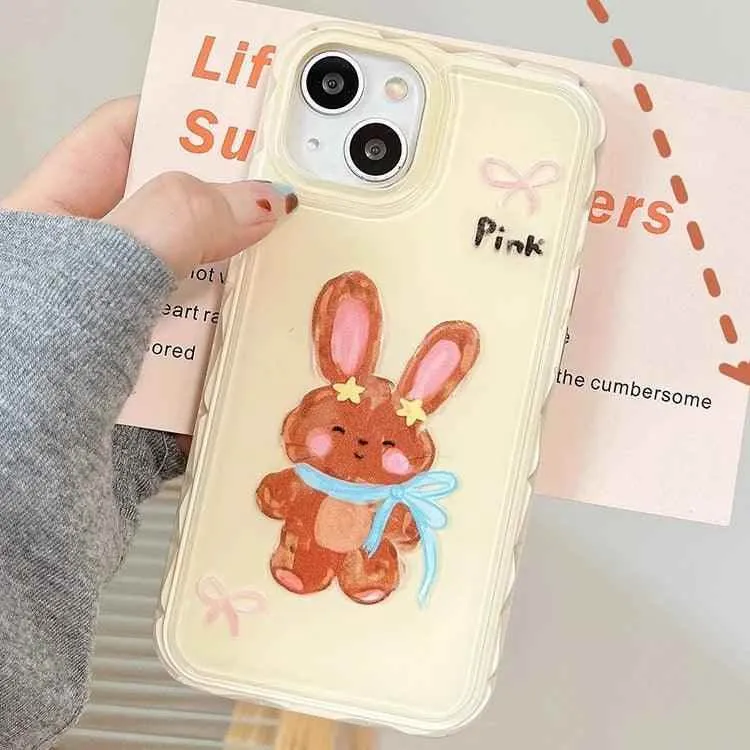 Cute Phone Cases for iPhone 13, 14, and 15 Pro Max - Candy Color Rabbit Cat Cartoon Soft Cover - TSP216