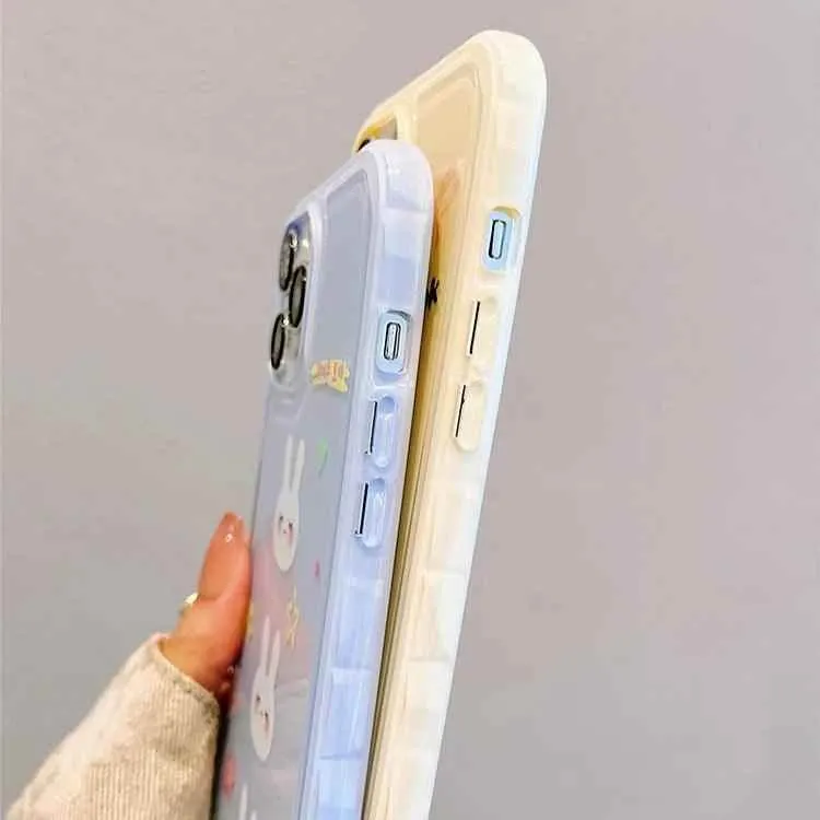 Cute Phone Cases for iPhone 13, 14, and 15 Pro Max - Candy Color Rabbit Cat Cartoon Soft Cover - TSP216