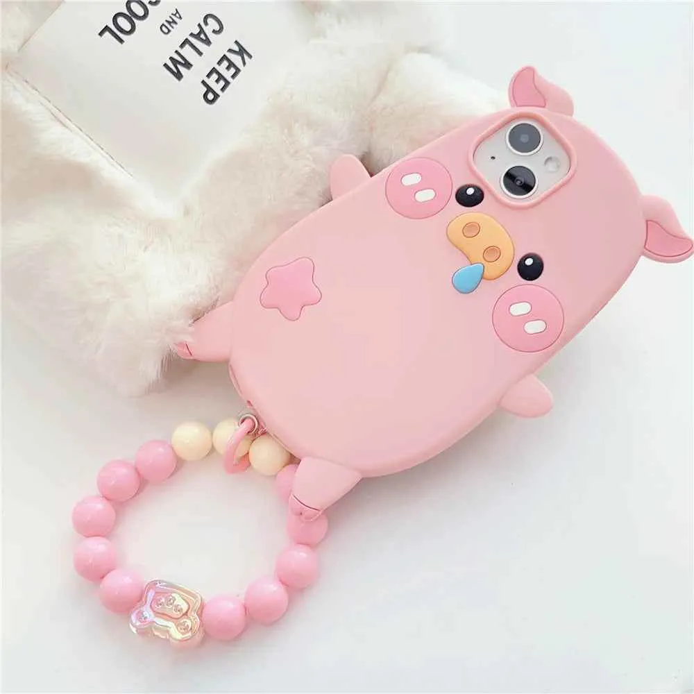 Cute Phone Cases For iPhone 14, 12, 11, 13, 15 Pro Max - Cartoon Funny Snot Pig - Soft Cover - TSP252