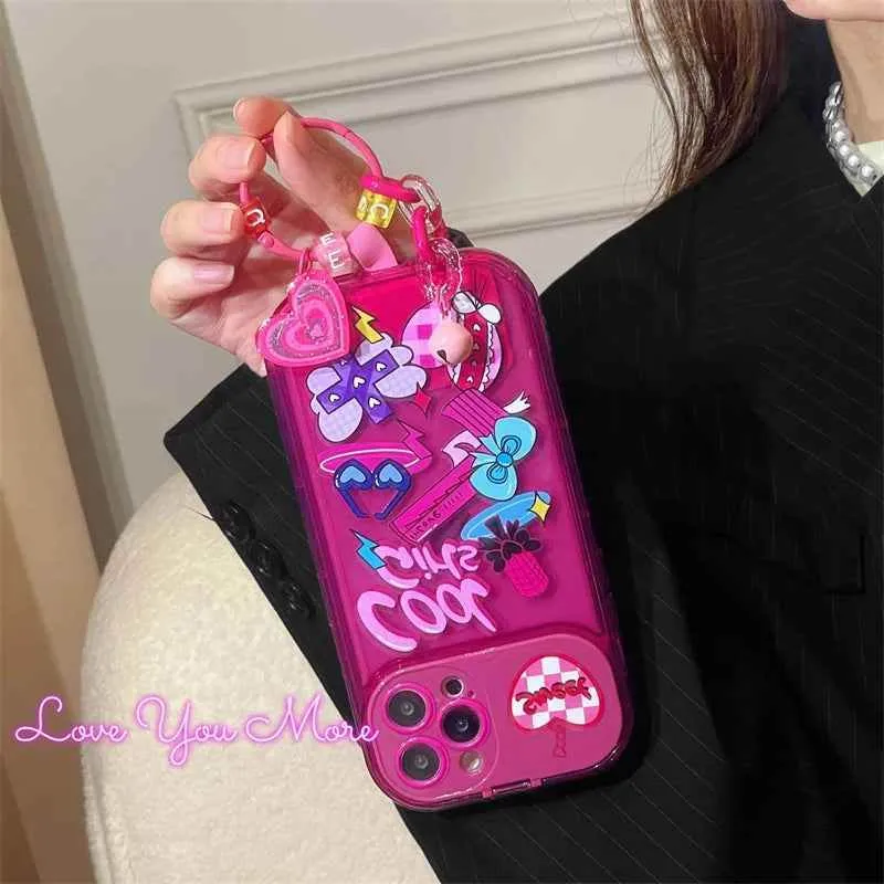 Cute Phone Cases For iPhone 14 Pro Max, 13, 12, 11, X, XR, XS, 7, 8 Plus, and SE3 - Girly Pattern with Flip Mirror Cover - TSP373