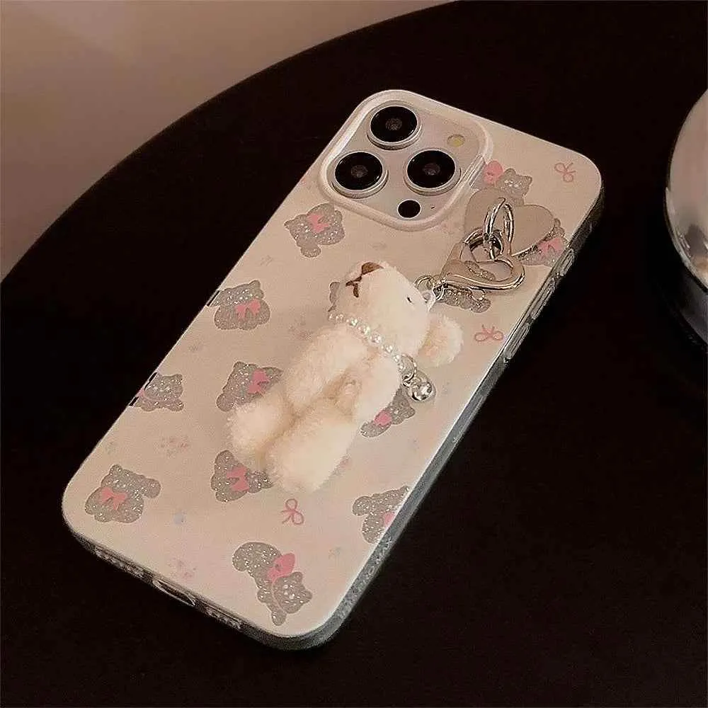 Cute Phone Cases for iPhone 15, 14, 13, 12, and more - Bowknots, Playful Cats, and a Fun 3D Bear Pendant - TSP356