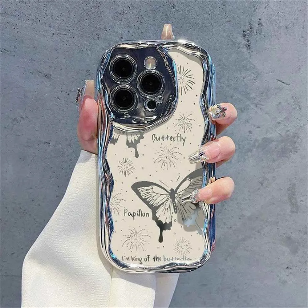 Cute Phone Cases for iPhone 15, 14, 13, 12, or 11 Pro Max or the new 14 or 15 Plus - Fireworks Butterfly Wavy Pattern - TSP342