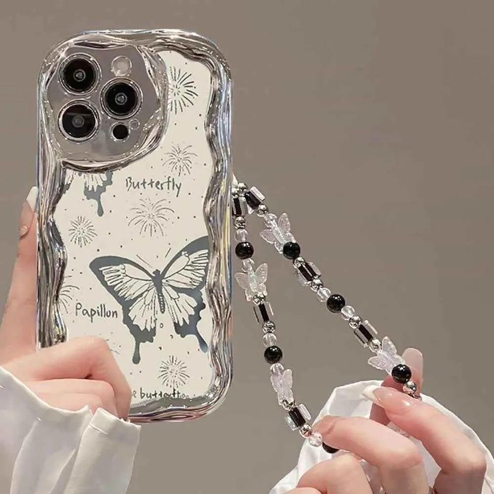 Cute Phone Cases for iPhone 15, 14, 13, 12, or 11 Pro Max or the new 14 or 15 Plus - Fireworks Butterfly Wavy Pattern - TSP342