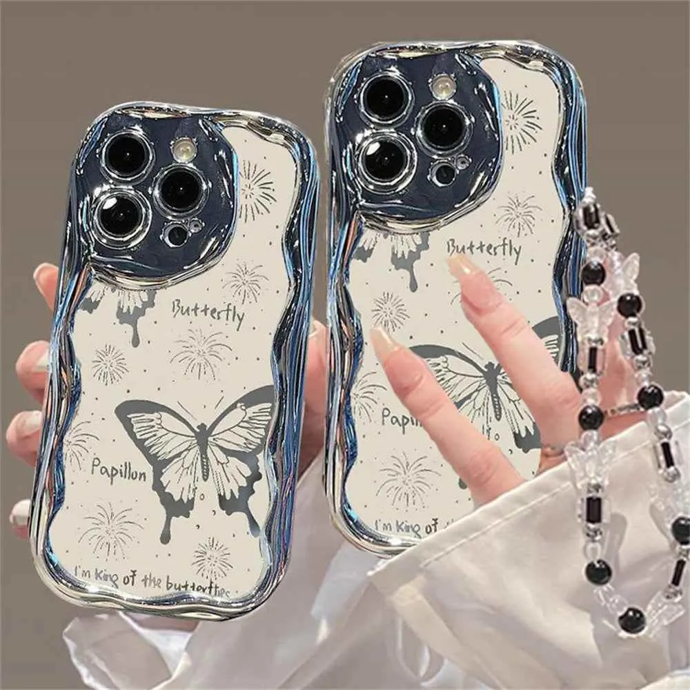 Cute Phone Cases for iPhone 15, 14, 13, 12, or 11 Pro Max or the new 14 or 15 Plus - Fireworks Butterfly Wavy Pattern - TSP342