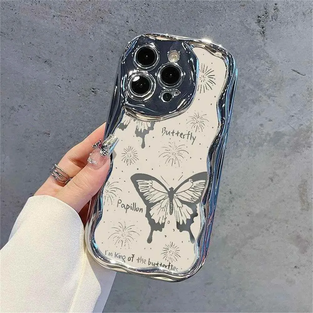 Cute Phone Cases for iPhone 15, 14, 13, 12, or 11 Pro Max or the new 14 or 15 Plus - Fireworks Butterfly Wavy Pattern - TSP342