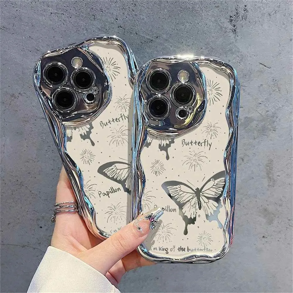 Cute Phone Cases for iPhone 15, 14, 13, 12, or 11 Pro Max or the new 14 or 15 Plus - Fireworks Butterfly Wavy Pattern - TSP342