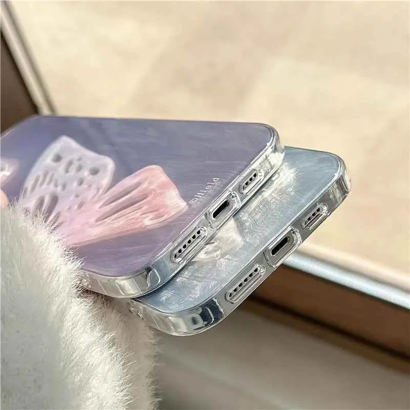 Cute Phone Cases For iPhone 15 Pro Max, 14, 13, 11, 12, 15 Plus - Glitter Butterfly - Gradient Cover - TSP262