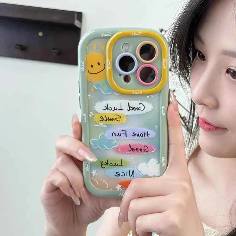Cute Phone Cases for iPhone 15 Pro Max, 14, 13, 11, and 12 - Graffiti Oil Painting Acrylic Back Cover - TSP218