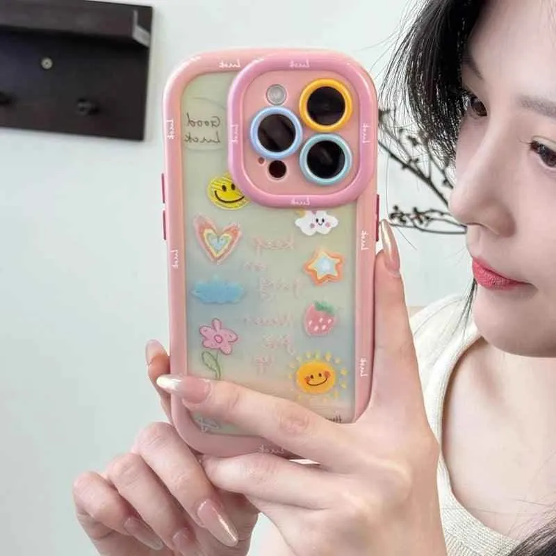 Cute Phone Cases for iPhone 15 Pro Max, 14, 13, 11, and 12 - Graffiti Oil Painting Acrylic Back Cover - TSP218