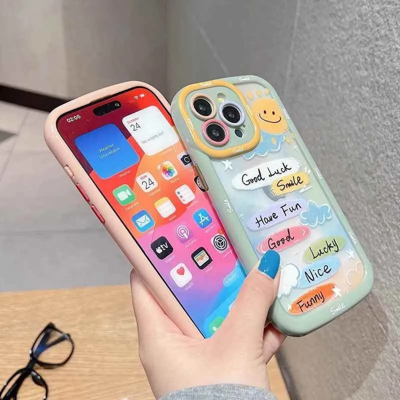 Cute Phone Cases for iPhone 15 Pro Max, 14, 13, 11, and 12 - Graffiti Oil Painting Acrylic Back Cover - TSP218