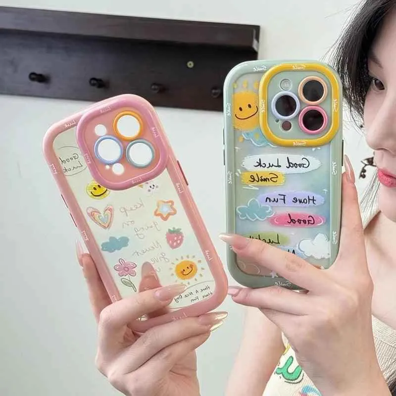 Cute Phone Cases for iPhone 15 Pro Max, 14, 13, 11, and 12 - Graffiti Oil Painting Acrylic Back Cover - TSP218