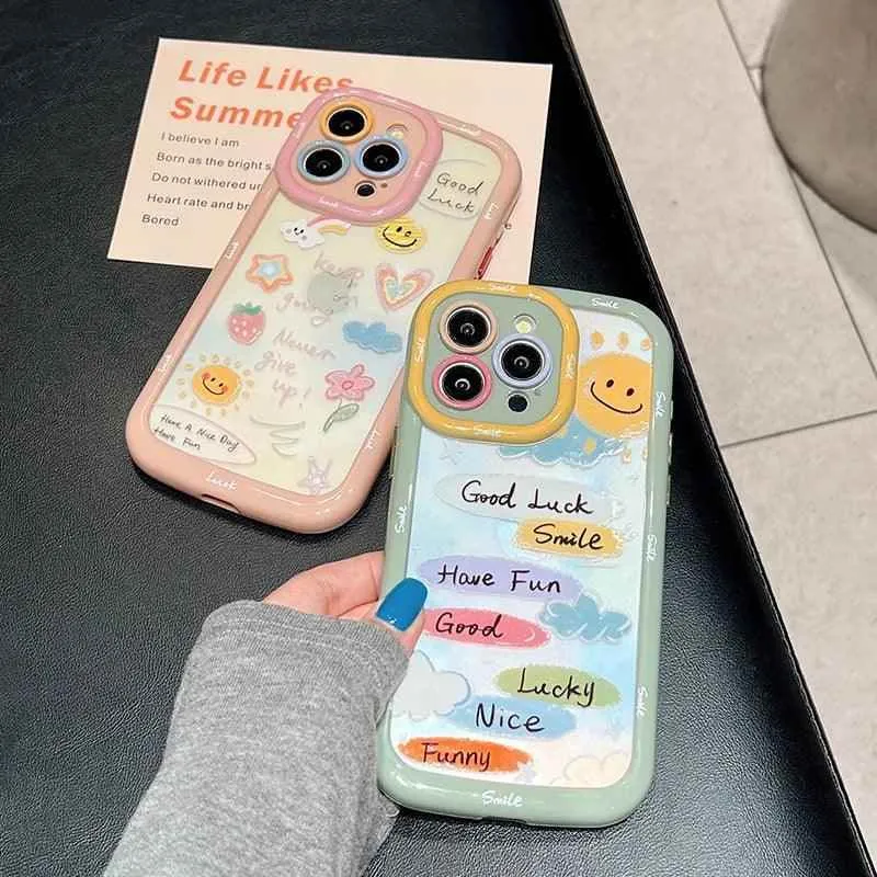 Cute Phone Cases for iPhone 15 Pro Max, 14, 13, 11, and 12 - Graffiti Oil Painting Acrylic Back Cover - TSP218