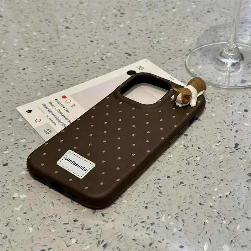 Cute Phone Cases for iPhone 16, 15, 14, 13, 12 Pro Max Plus - 3D Cat Polka Dot - TSP326