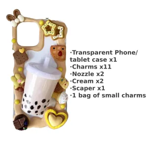 Decoden Custom Phone Case DIY Craft Kit | Bubble Tea Drink Cookies Biscuits Ice Cream Charms | Samsung Android iPhone Cases