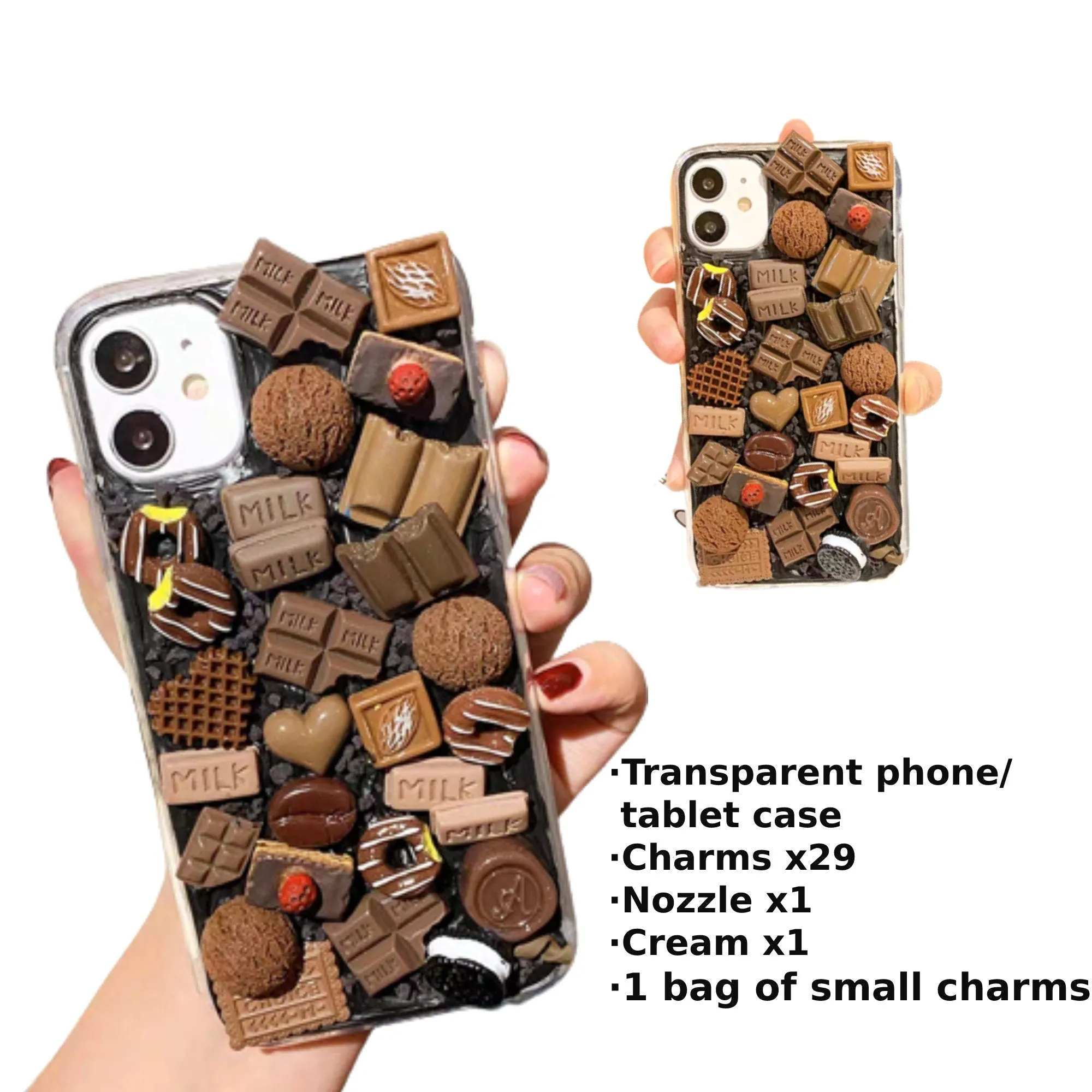 Decoden Custom Phone Case DIY Craft Kit | Chocolate Lovers Candy Donuts Cookies Coffee Charms | Samsung Android iPhone Cases