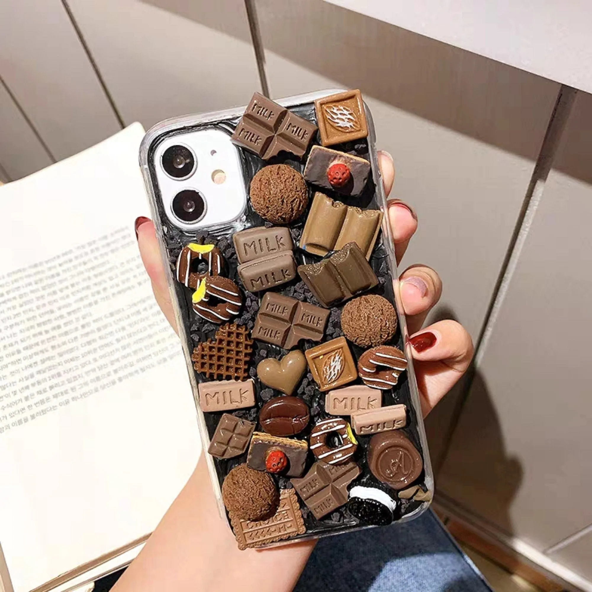 Decoden Custom Phone Case DIY Craft Kit | Chocolate Lovers Candy Donuts Cookies Coffee Charms | Samsung Android iPhone Cases