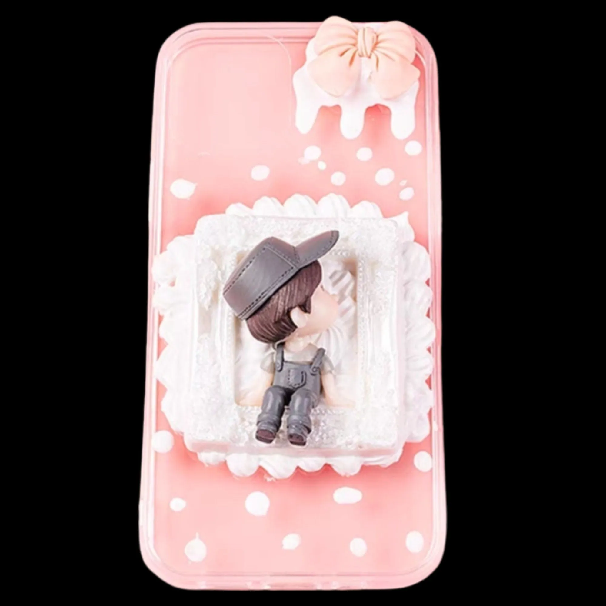 Decoden Custom Phone Case DIY Craft Kit | Kawaii Boy Girl Lovers Kiss Bench Frames Bows Charms | Samsung Android iPhone Cases