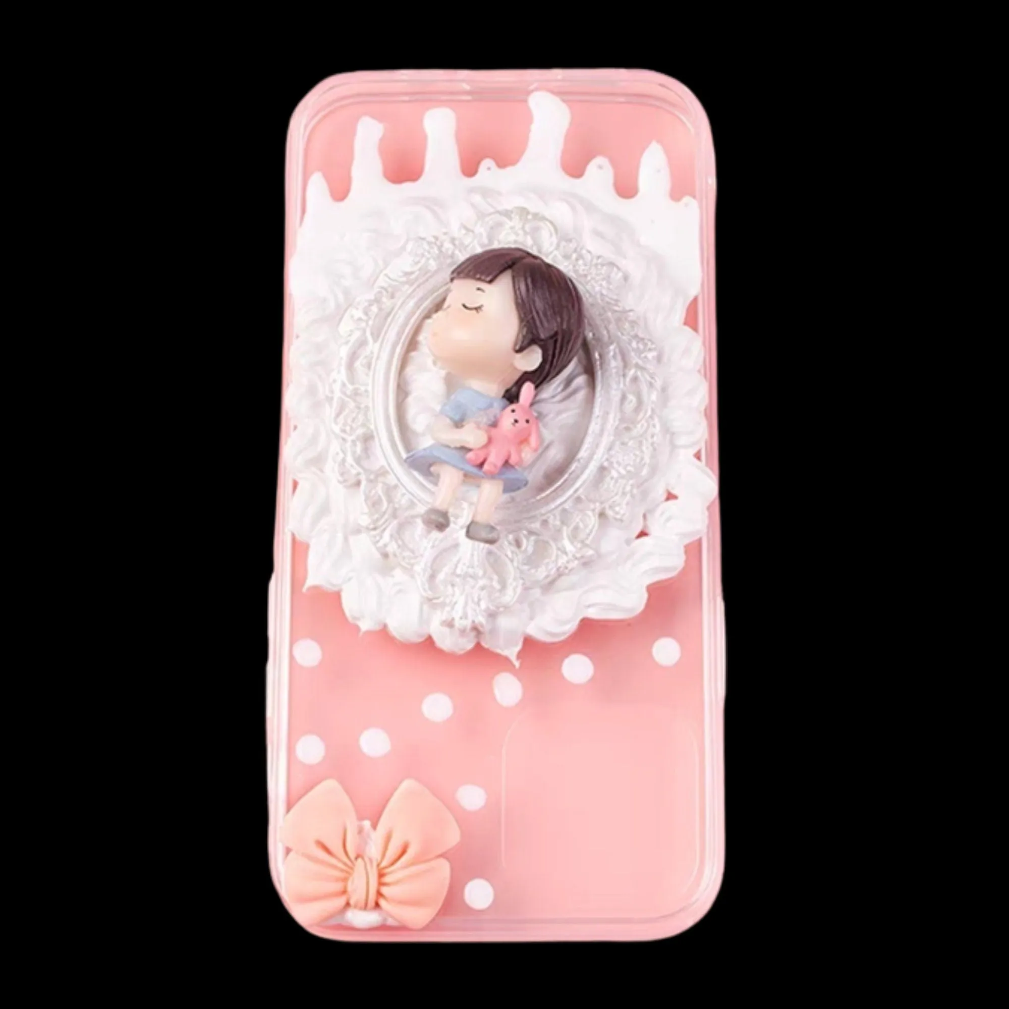 Decoden Custom Phone Case DIY Craft Kit | Kawaii Boy Girl Lovers Kiss Bench Frames Bows Charms | Samsung Android iPhone Cases