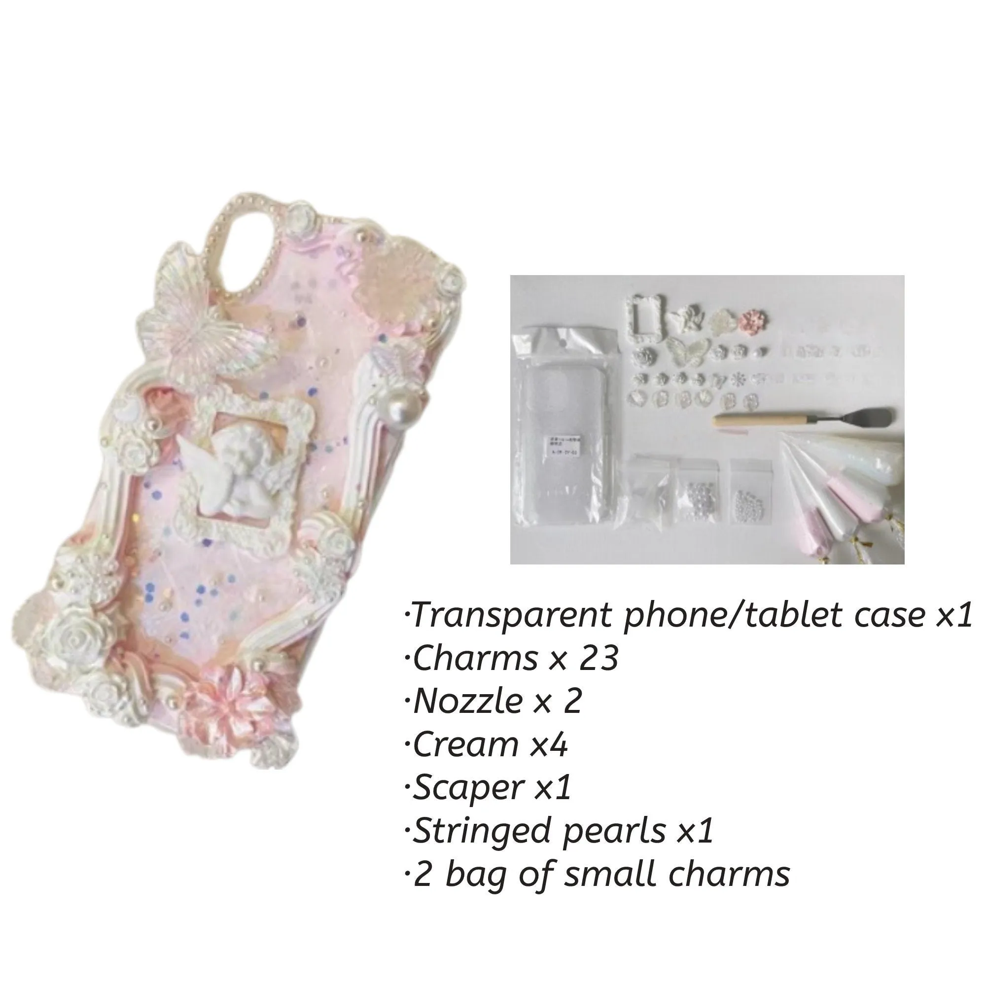 Decoden Custom Phone Case DIY Craft Kits | Flowers Daffodils Roses Teardrop Pearls Bows Charms | Samsung Android iPhone Cases