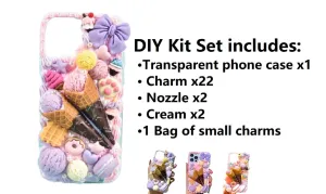 Decoden Custom Phone Case DIY Craft Kits | Ice Cream Scoops Waffle Cones Macaroons Candy Hearts Charms | Samsung Android iPhone Cases